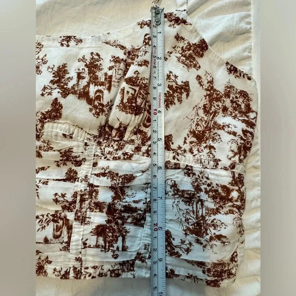 Forever 21 Toile Print Corset Bustier Crop Top Brown Cottagecore Size S - Picture 4 of 7